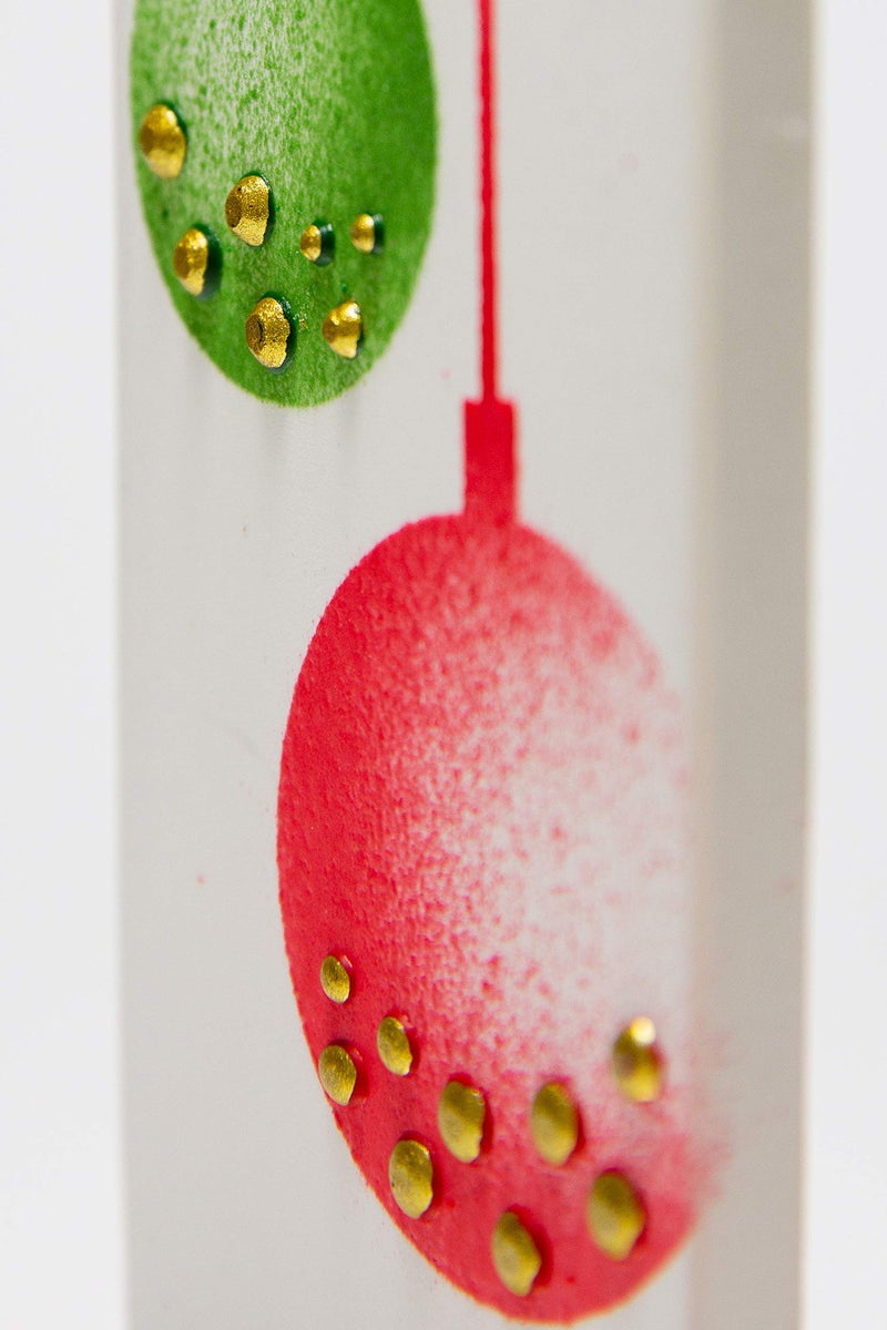 Flatyz Christmas Candles Red and Green Ornament Design - Flat, Decorative, Hand Painted Candle Gifts for Women or Men - 6 inches - Image 4